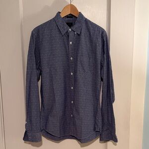 Men's JCrew Slim Fit Blue Button-Up Shirt with Ikat Dot Pattern
